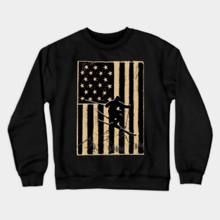 Vintage Skiing Us Flag Crewneck Sweatshirt